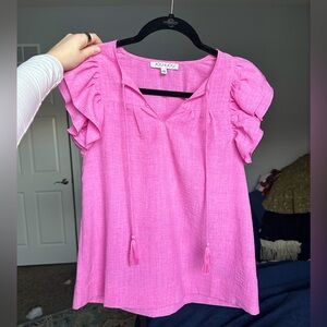 JOY JOY Ruffle Sleeve Vibrant Blouse